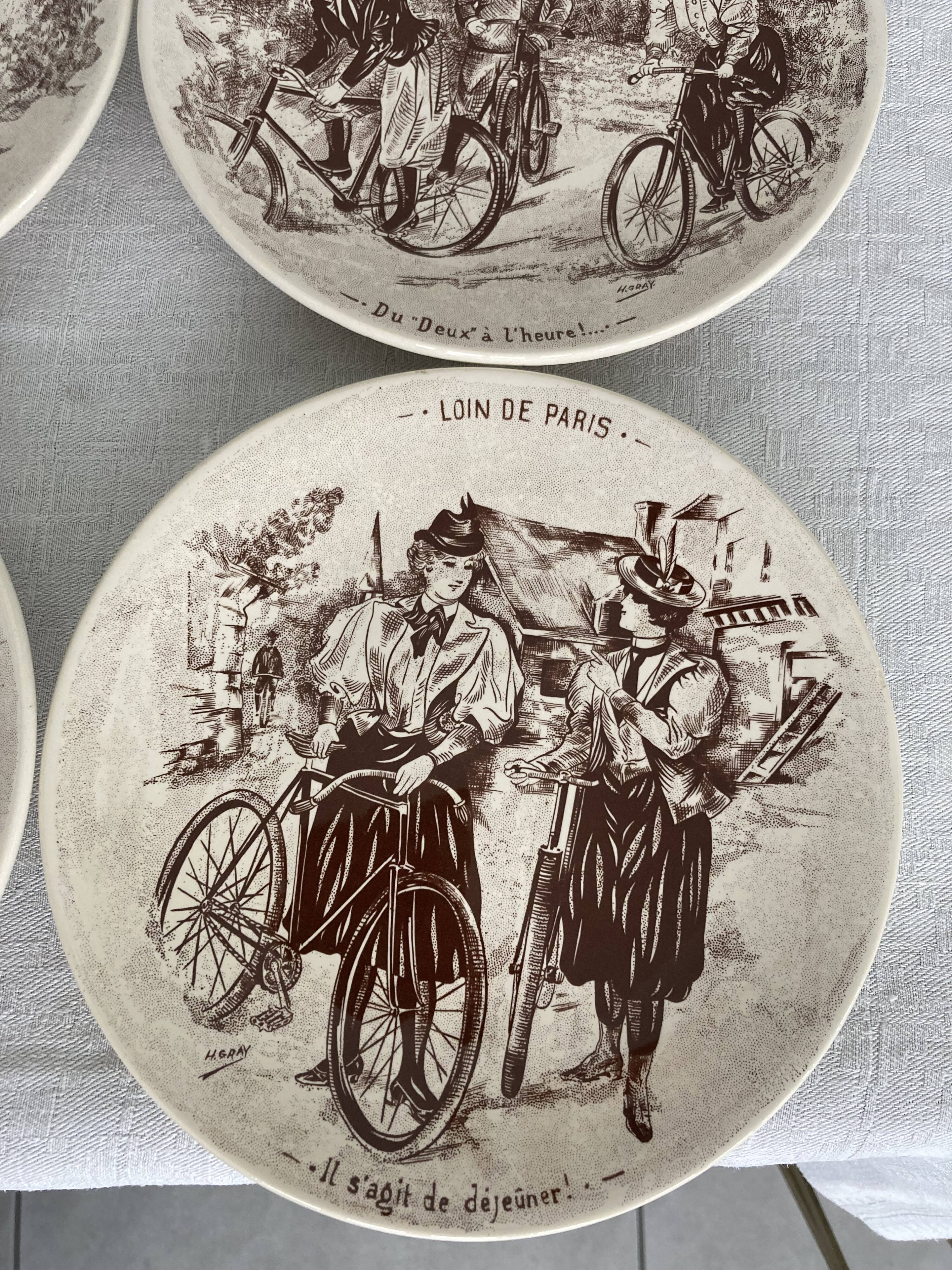 Set 6 assiettes thème Vélo manufacture St Clément