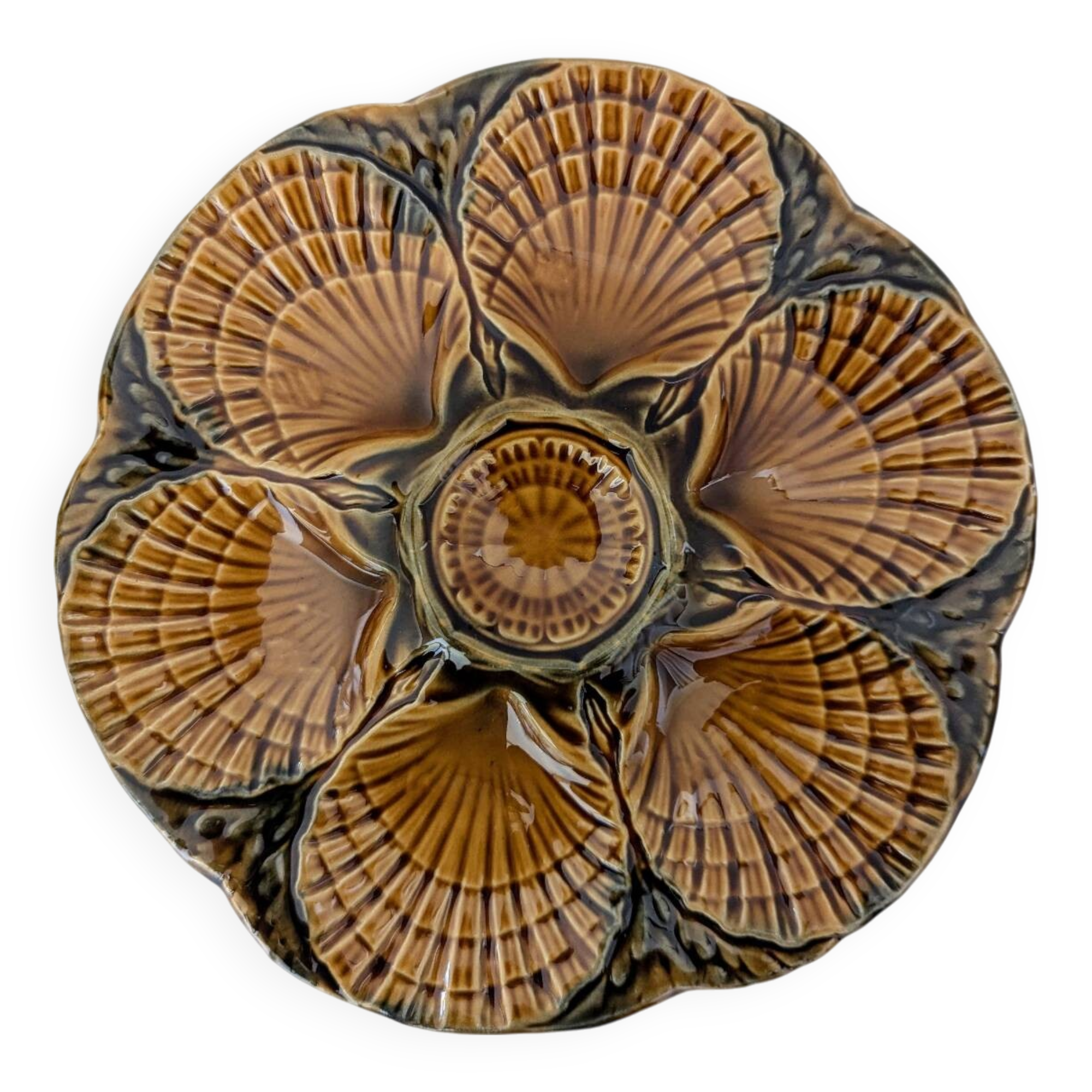 Set of 6 Sarreguemines oyster plates