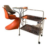 Folding service with wheels