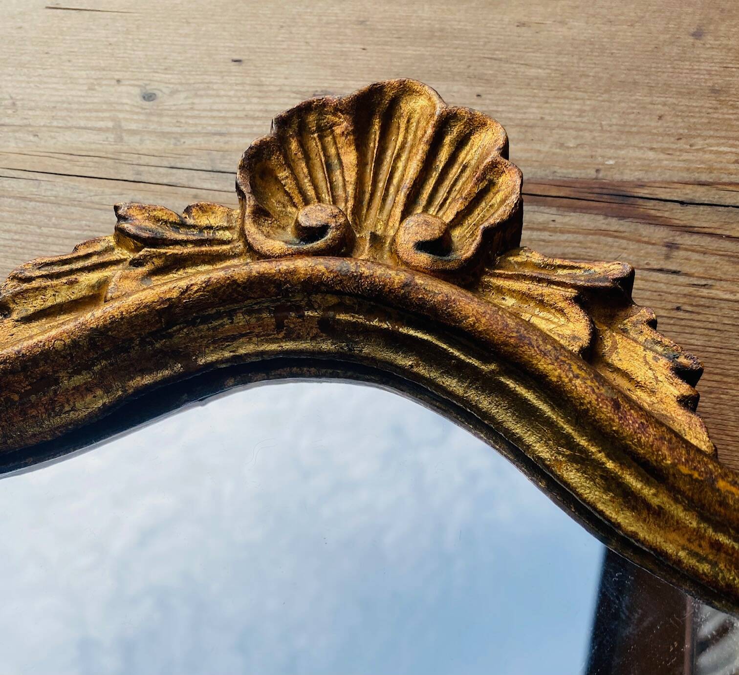 Small antique baroque mirror