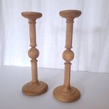 Large carved wooden candlesticks