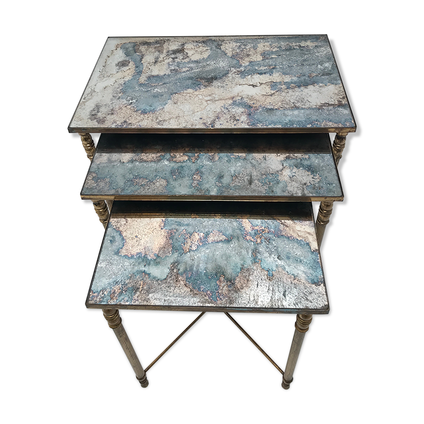 Tables with floorless smoked glass tray 50-60 years