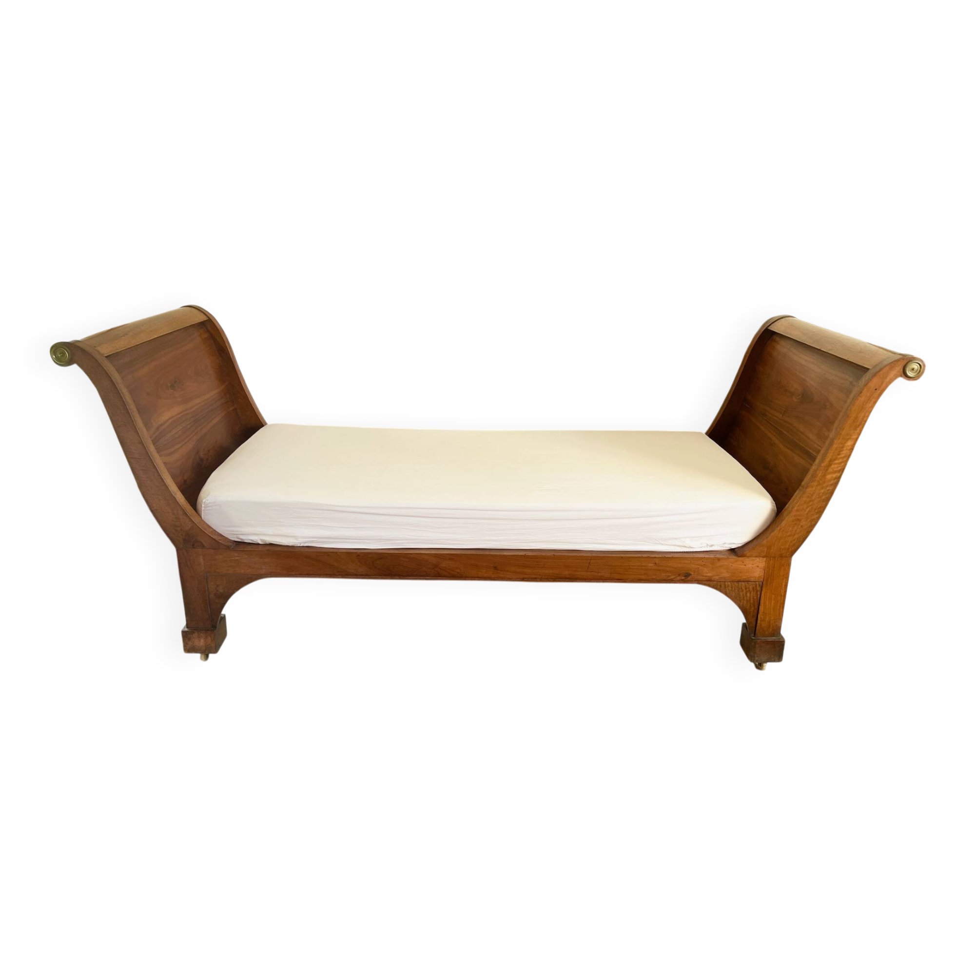 Empire style daybed (19th century) + new mattress (sleeping area 180x73cm), walnut chaise longue