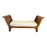 Empire style daybed (19th century) + new mattress (sleeping area 180x73cm), walnut chaise longue