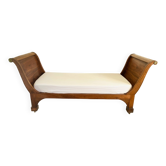 Empire style daybed (19th century) + new mattress (sleeping area 180x73cm), walnut chaise longue