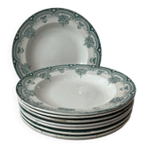 Set of 9 deep plates, ironstone Narcisses Onnaing