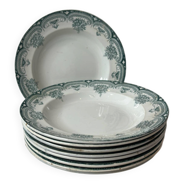 Lot de 9 assiettes creuses terre de fer Narcisses Onnaing