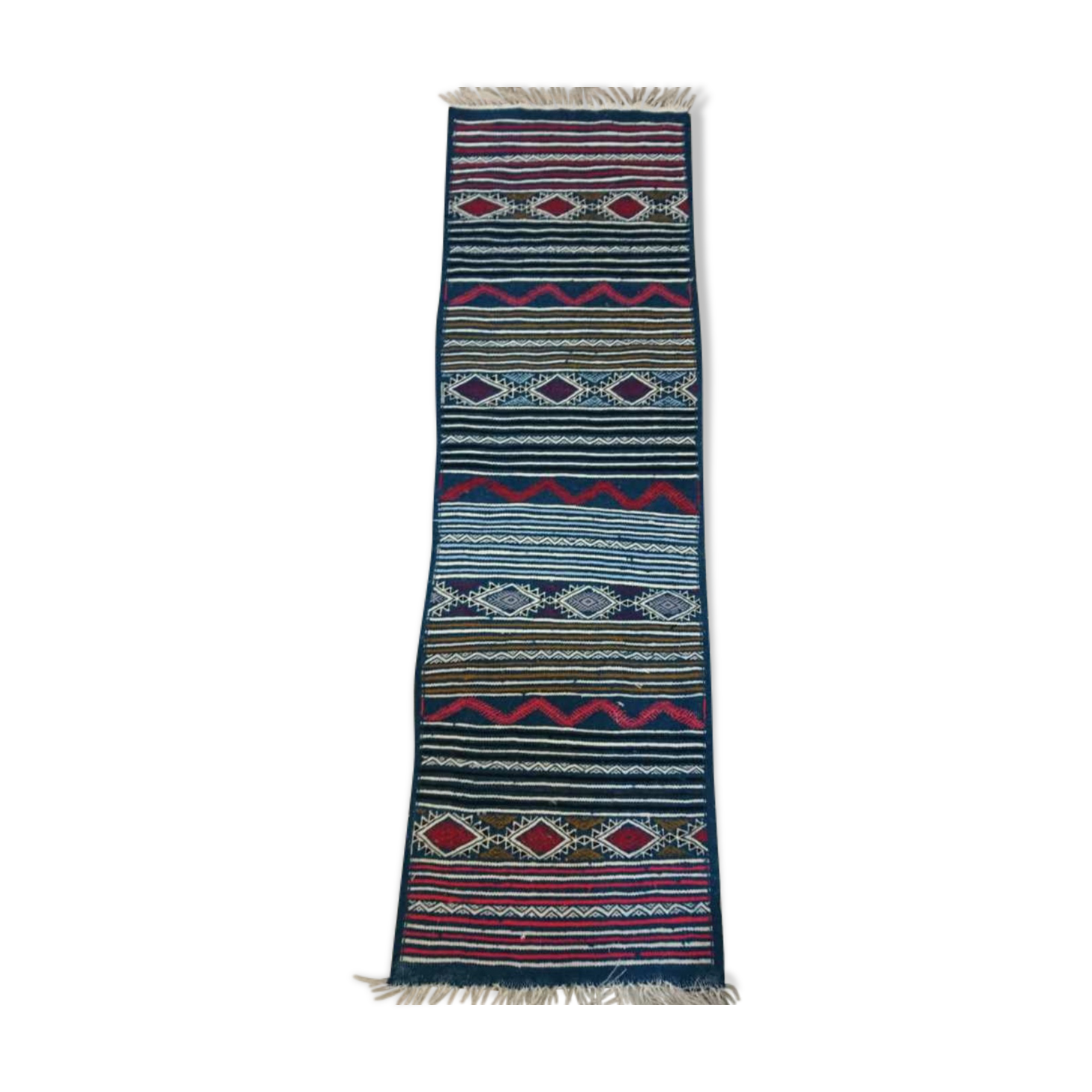 Kilim Blue Corridor in pure wool 60x196cm