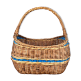 Panier en osier avec anse et scoubidou bleu