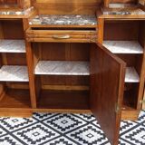 Buffet Art Déco en noyer avec marbres et guérites