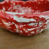 Fruit basket in red and white ceramic
