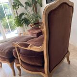 Set of 2 armchairs and 1 footstool