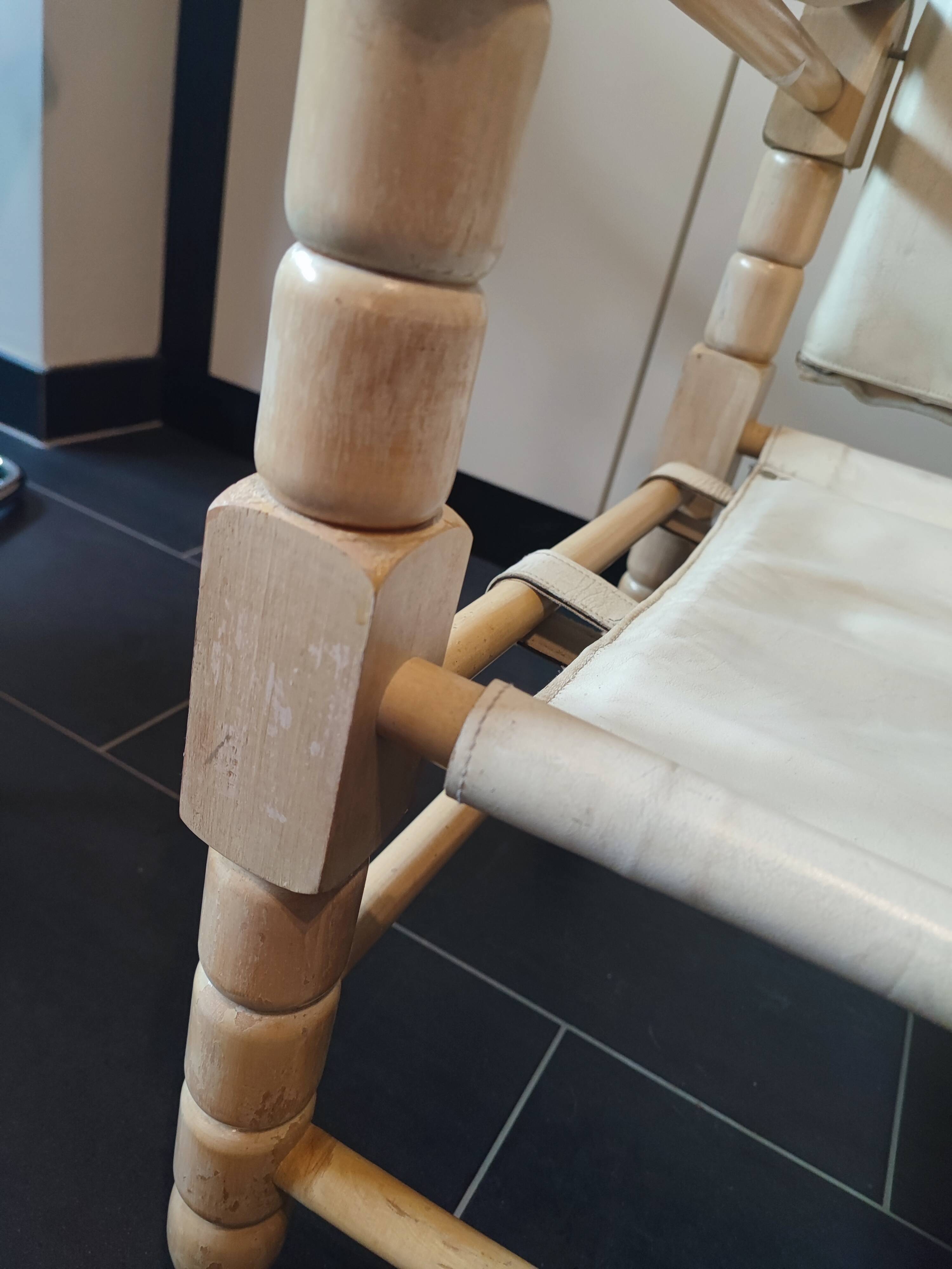 White leather safari armchair