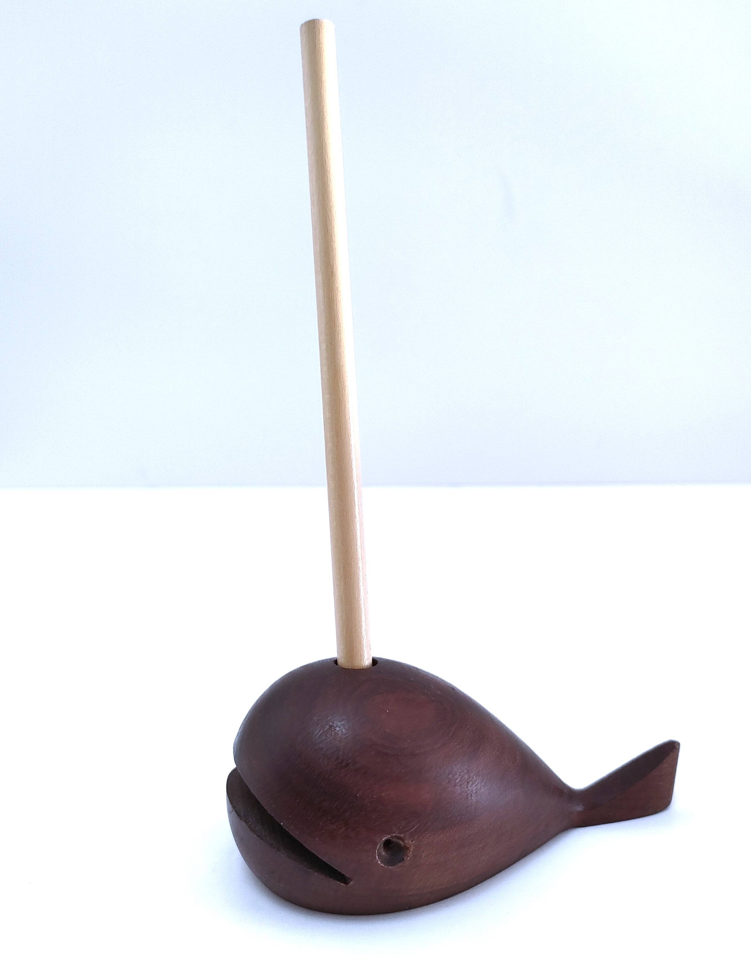 Scandinavian design wooden whale pen holder
