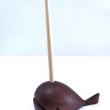 Scandinavian design wooden whale pen holder