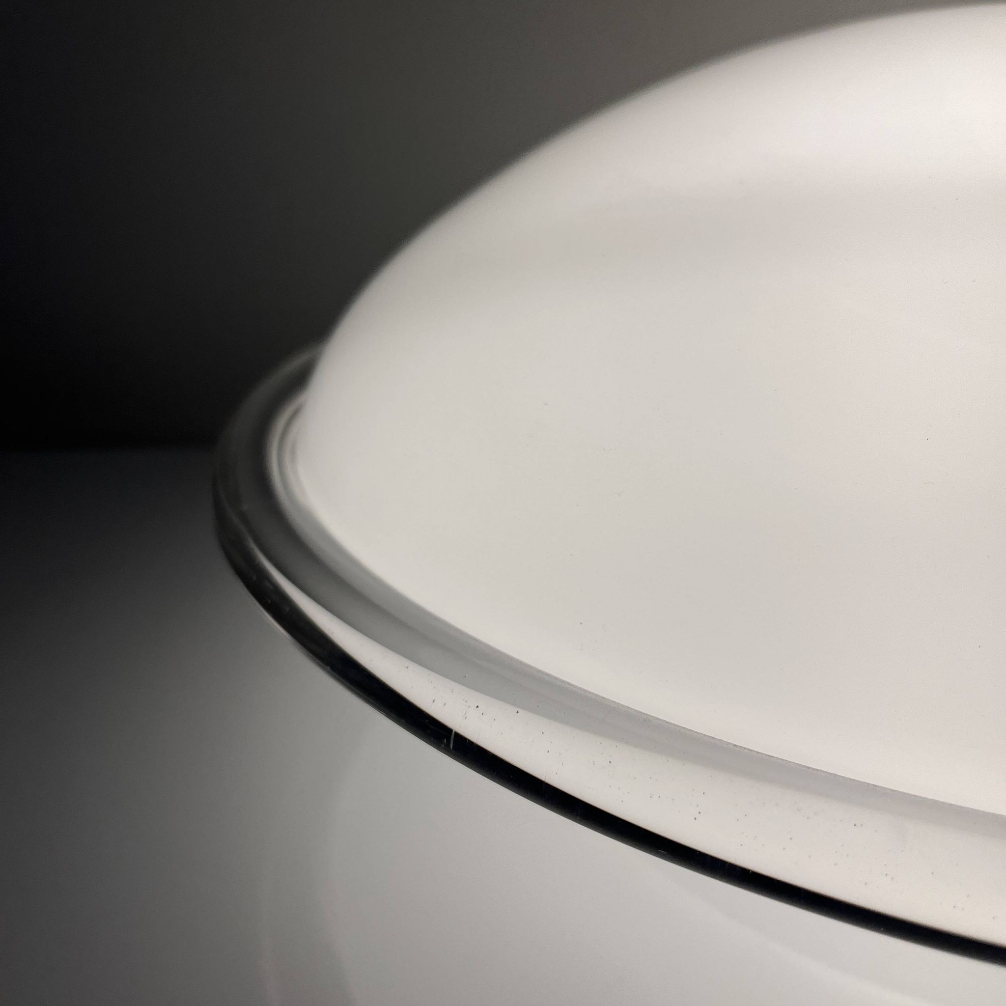 Vintage opal glass ceiling light Saturne Leucos 1970 Italy Diameter 39