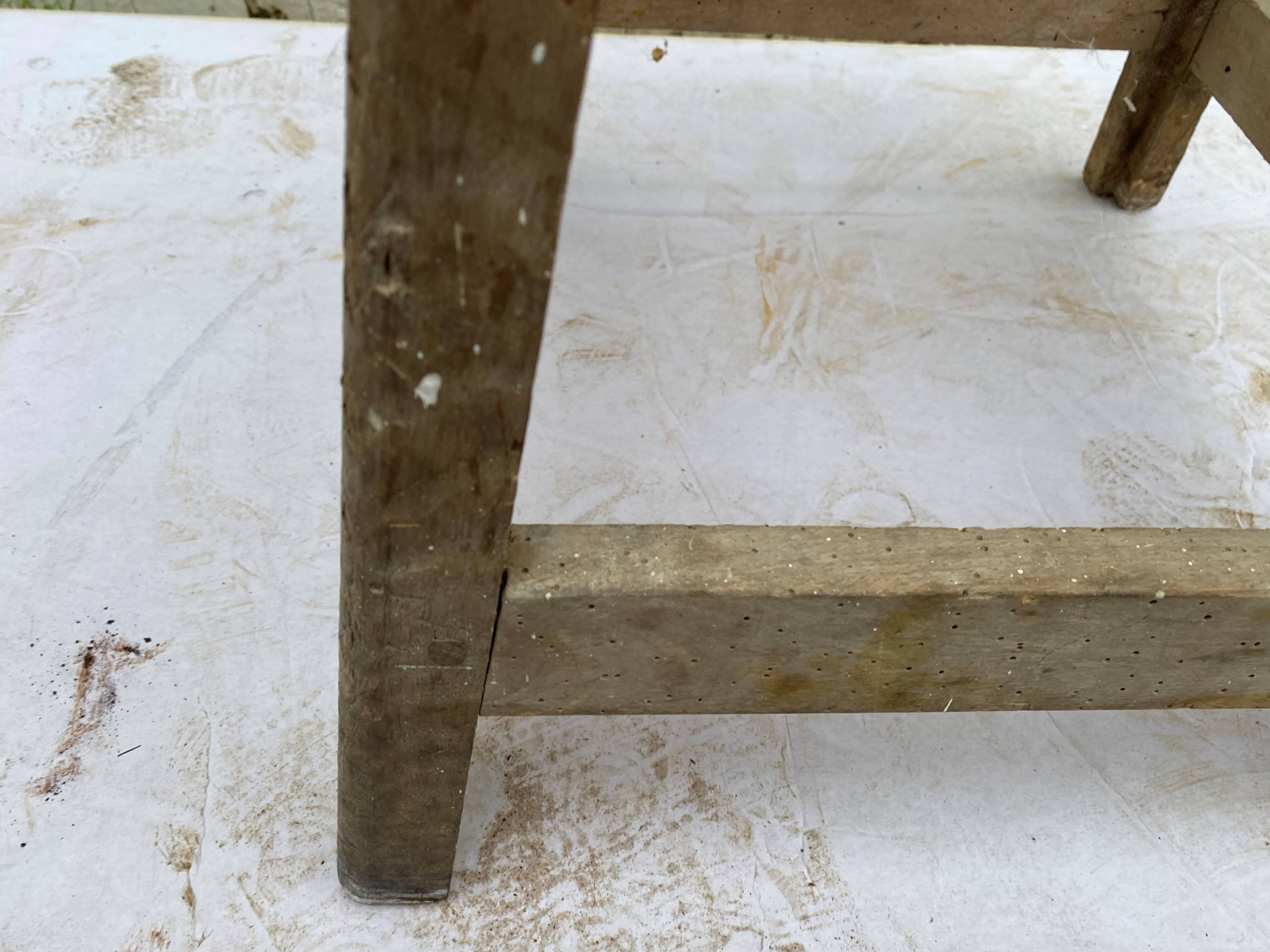 Wooden workshop stool from the 1950s