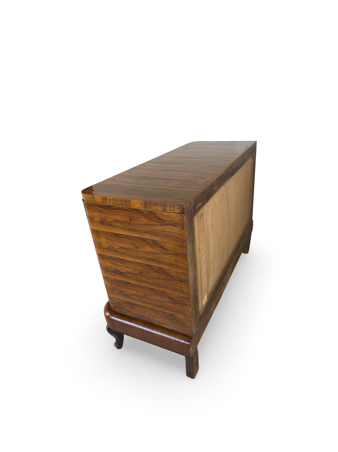 Commode italienne Art déco en ronce de noyer, années 1930