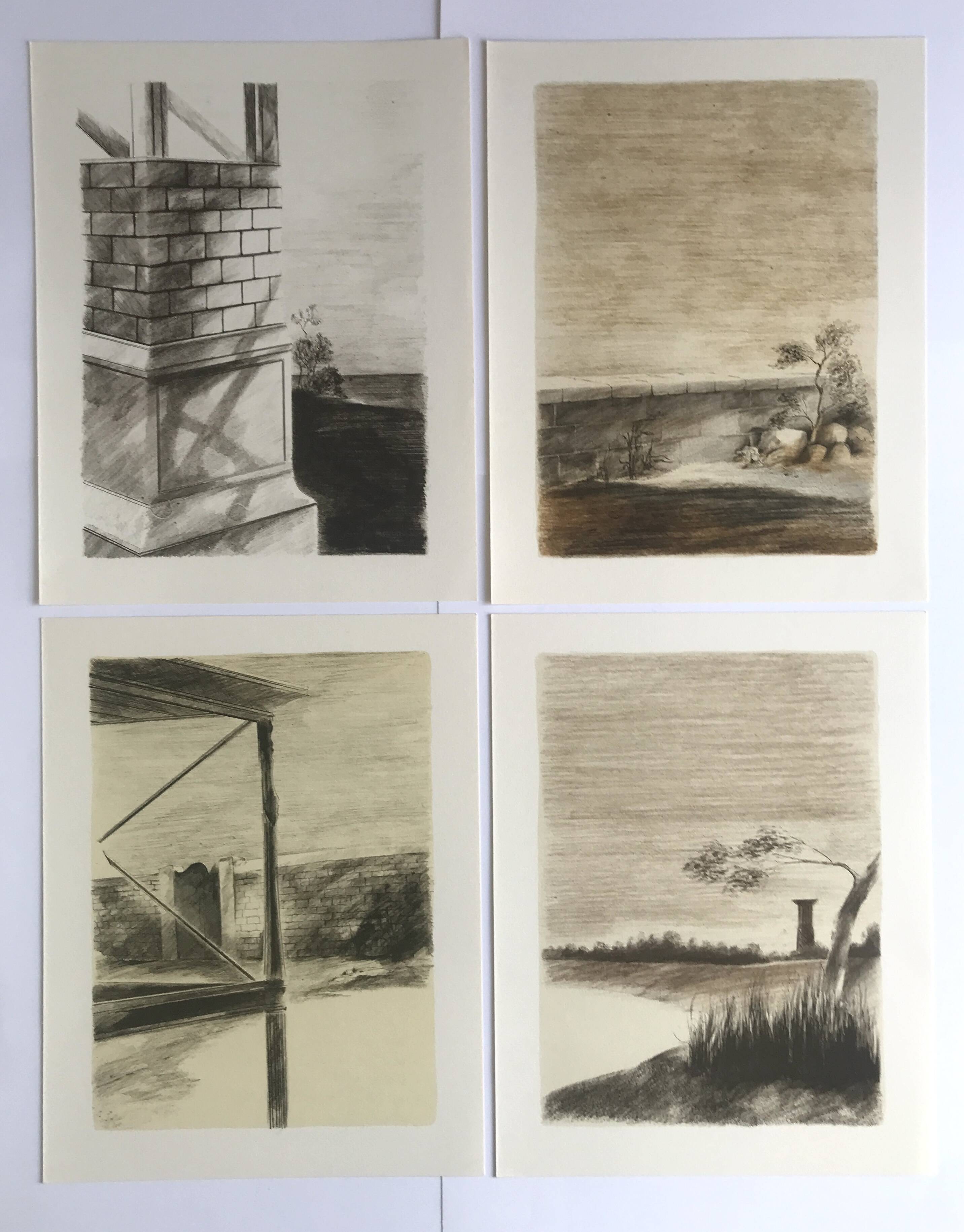 Set of 4 original lithographs by Pierre Skira, 1978. Water