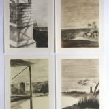Set of 4 original lithographs by Pierre Skira, 1978. Water