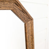 Miroir vintage octogonal bois massif nervuré entrée salle de bain chambre