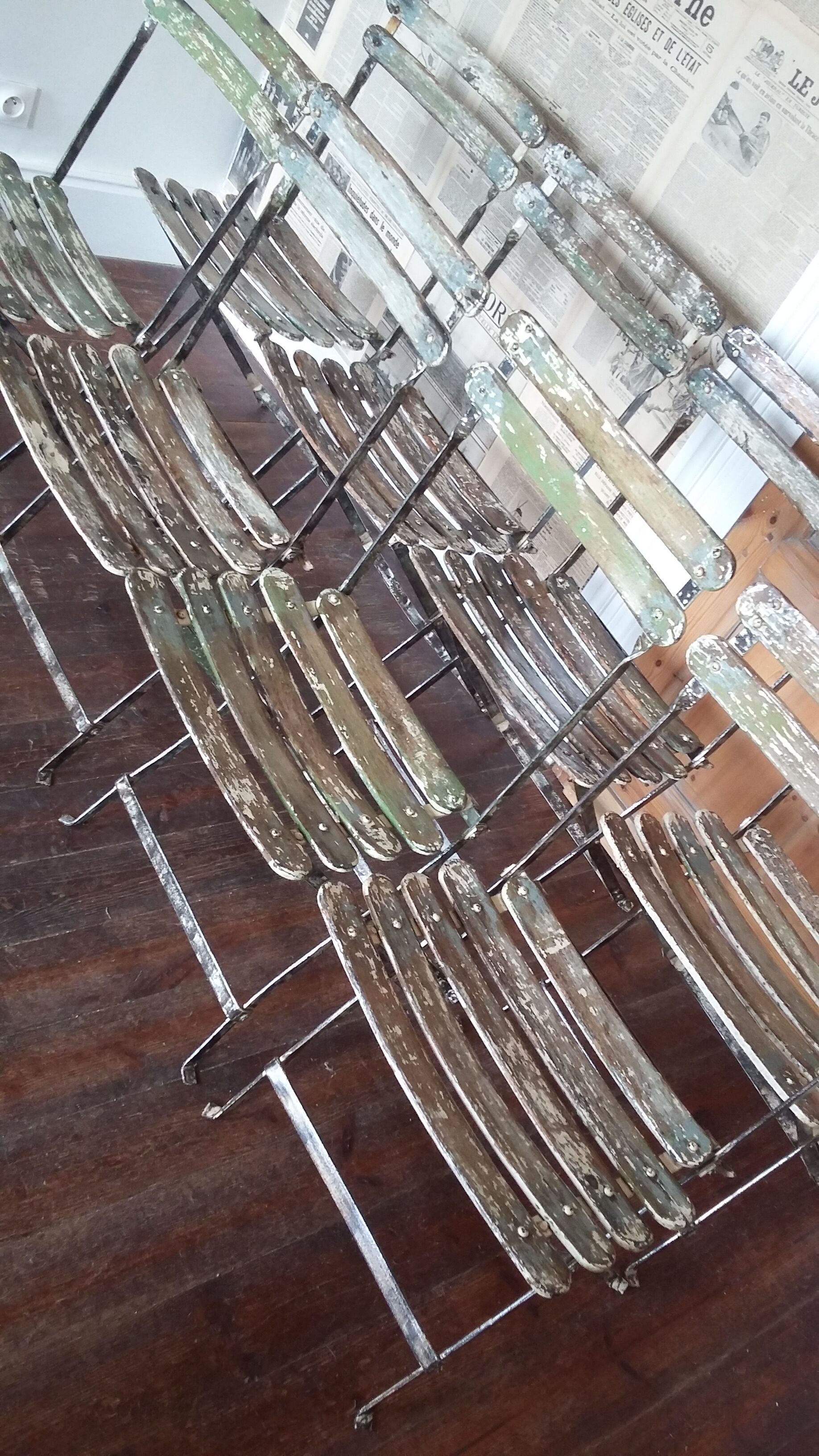 Set of 8 folding bistro / garden chairs fermob 1950