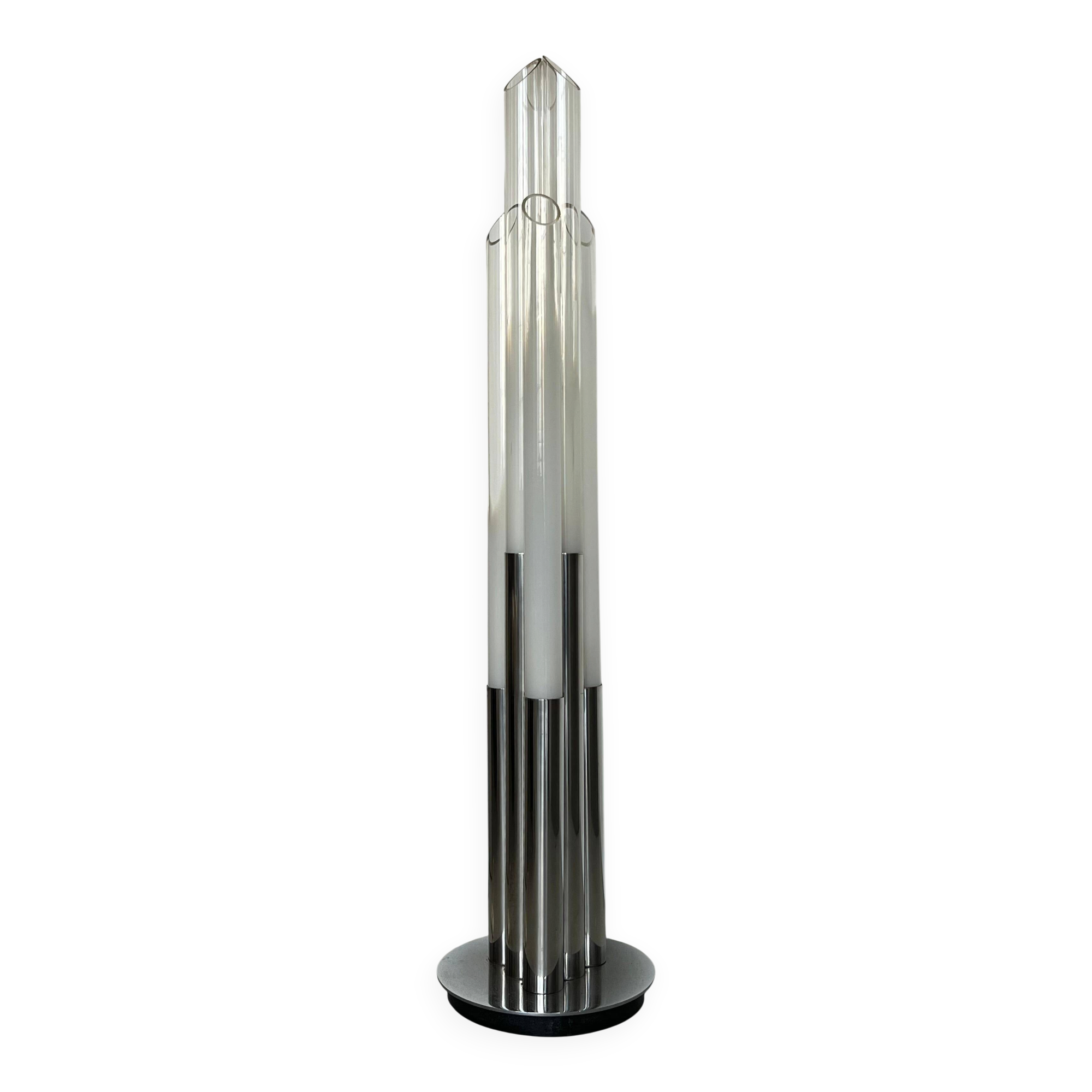 Vintage 1960s Nason, Mazzega, Murano Glass and Metal floor lamp