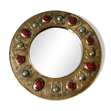 Miroir de François Lembo en céramique émaillée