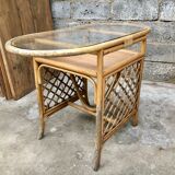 Glass and rattan dining table