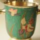 Champagne Bucket / Vintage Ice Bucket in Enamelled Brass with Flower Design