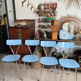 Set of 4 blue Formica chairs