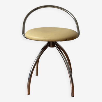 Chrome designer swivel tripod chair