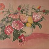 Watercolor painting, spring bouquet, framed.
