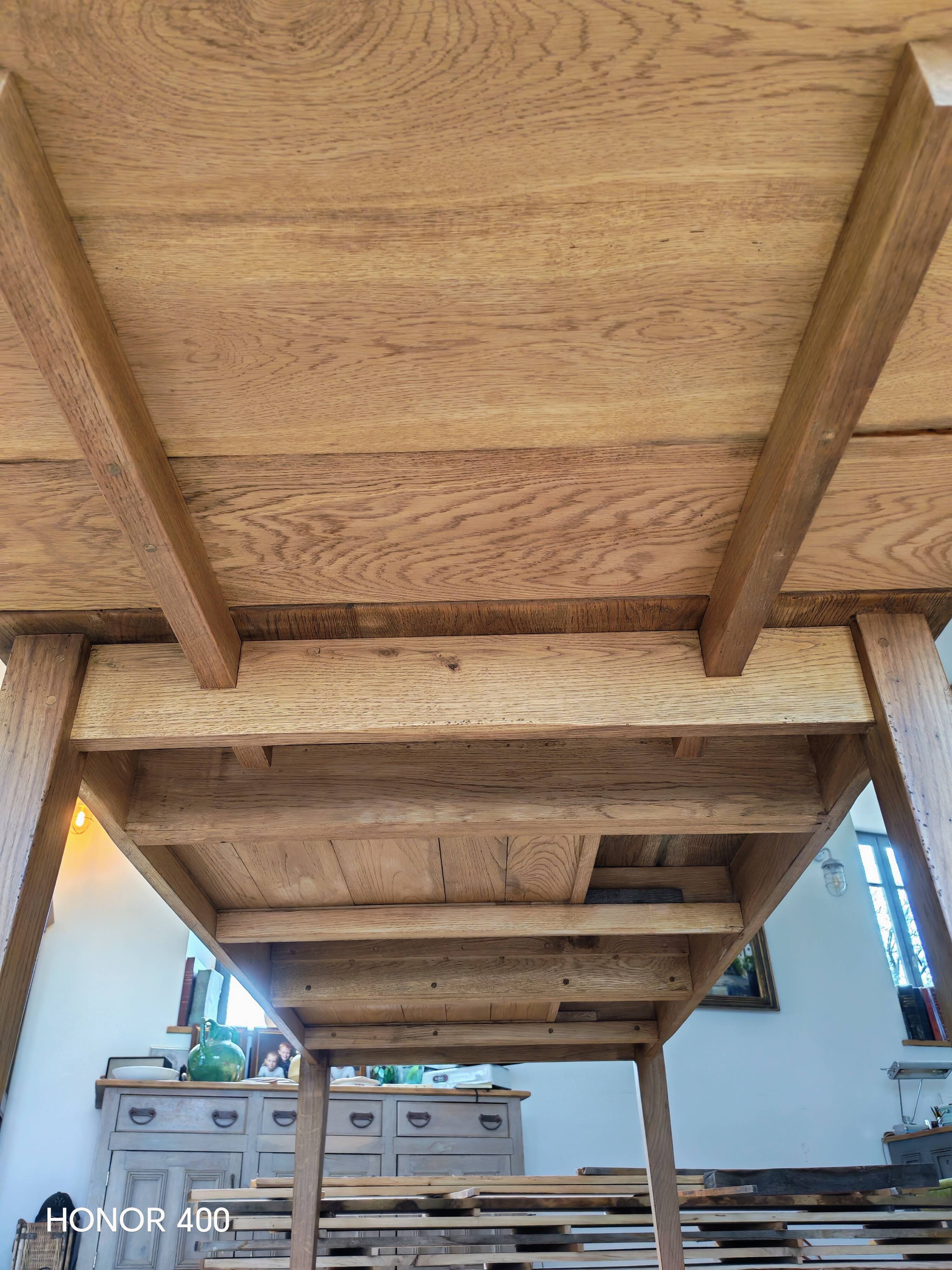 Table de ferme en chêne massif 200x100 avec sa rallonge de 60x100