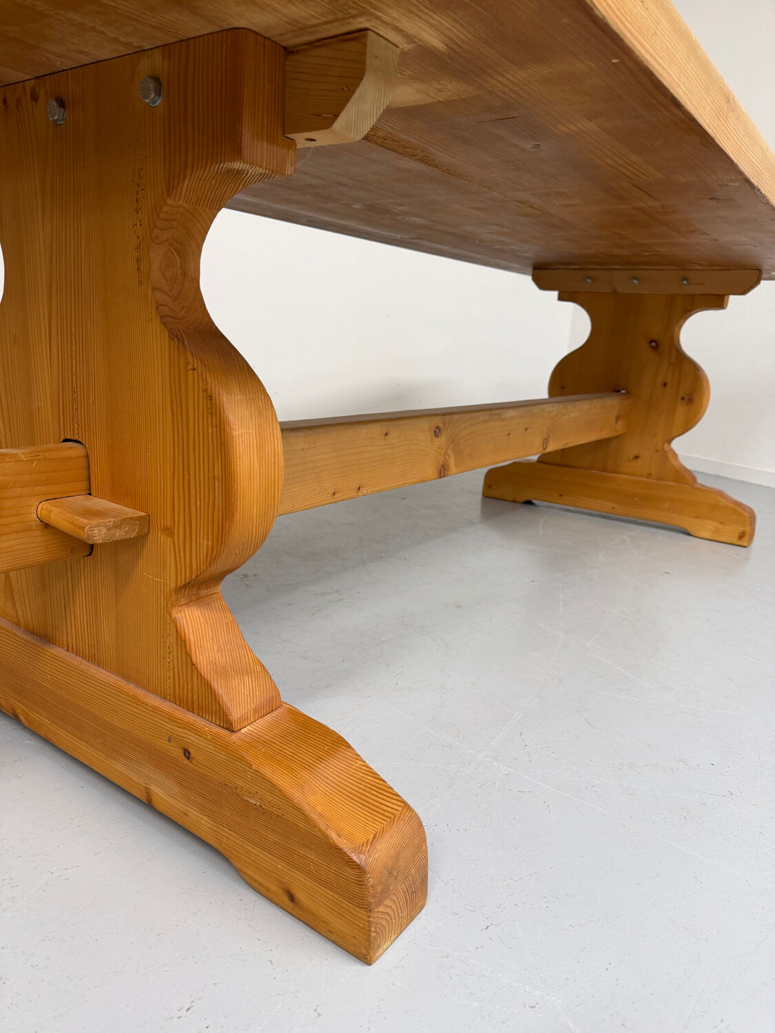 Vintage XXL farmhouse monastery pine table from the 1960s.