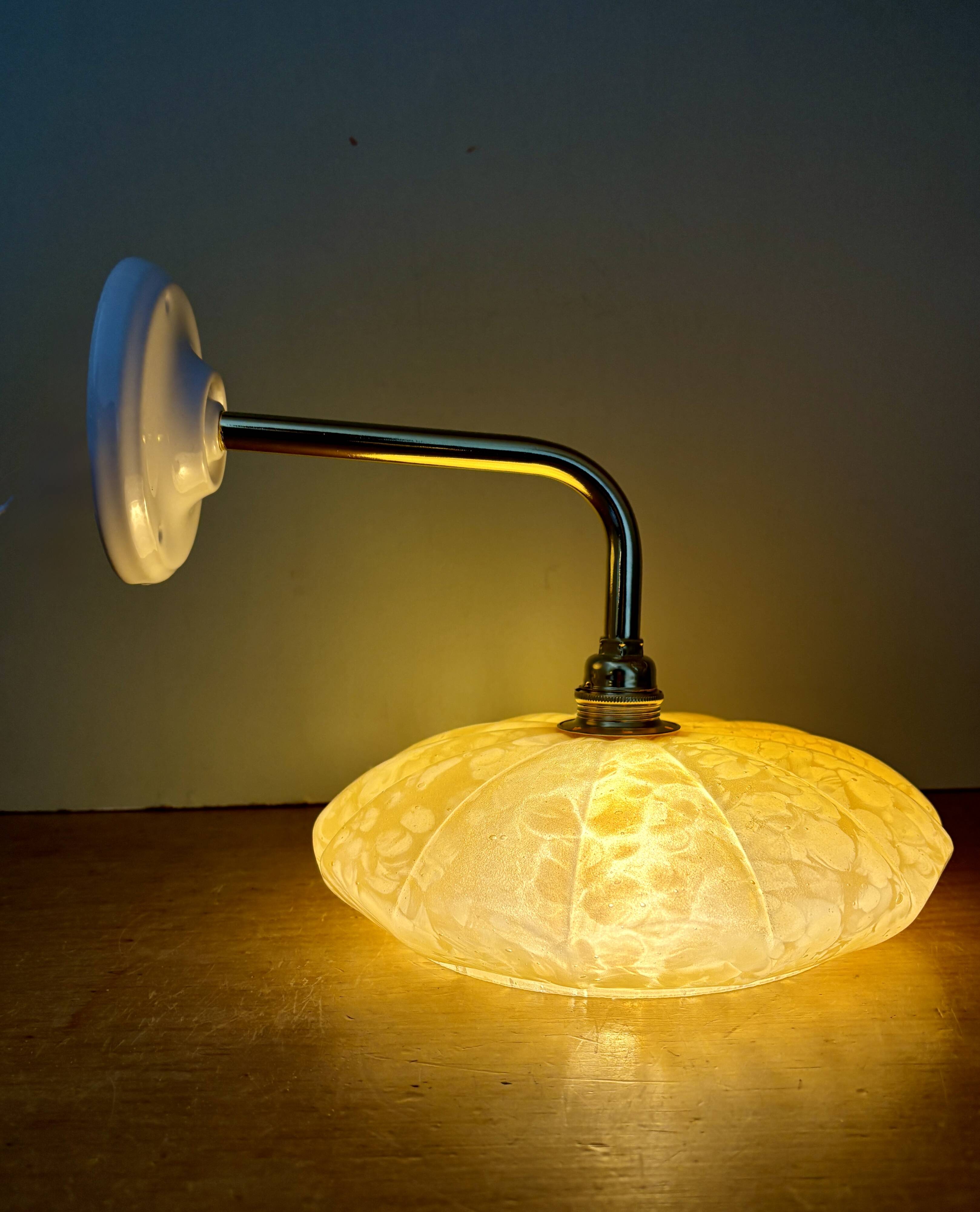 Antique wall lamp with yellow Clichy glass shade