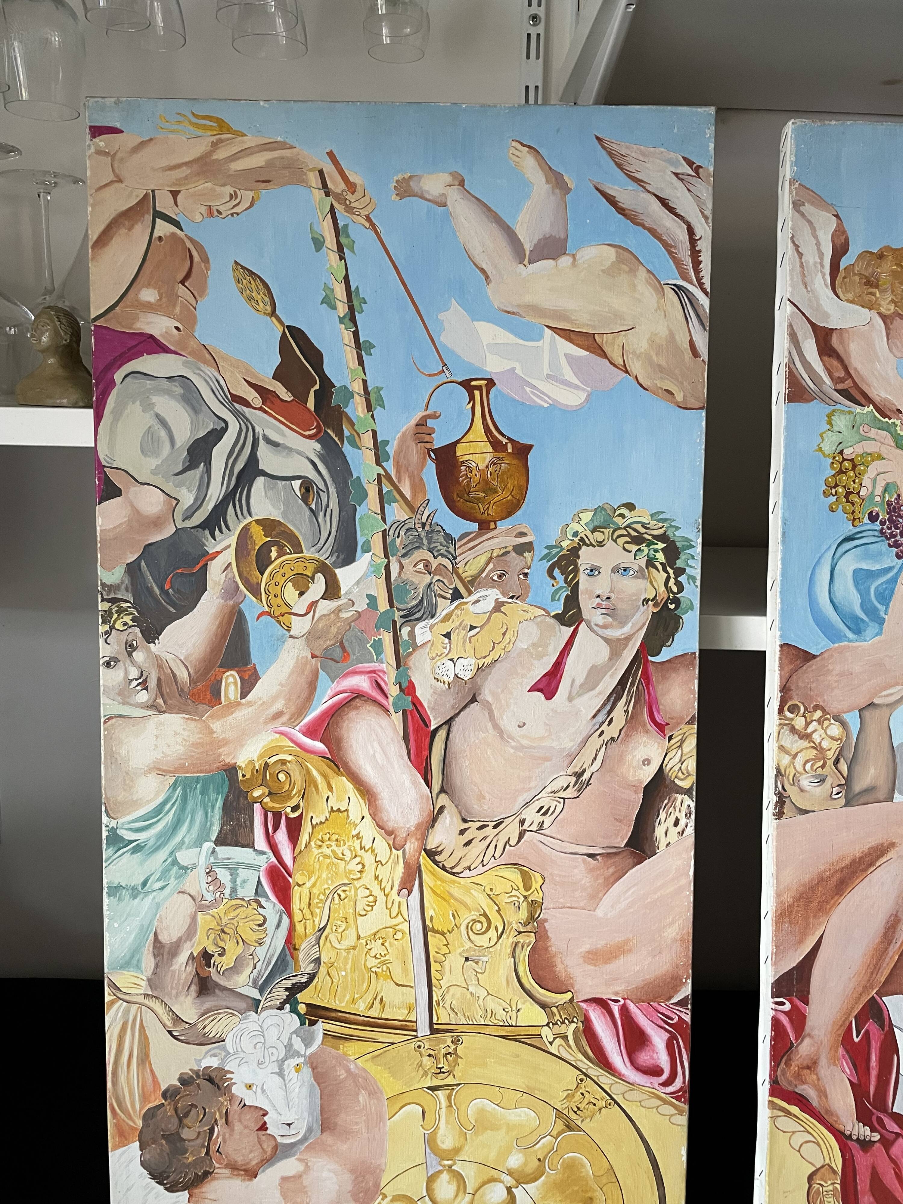 Diptyque baroque on canvas - The Triumph of Bacchus and Ariadne