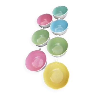 Set of 7 vintage ceramic cups from the 1960s.