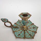 Enamelled bronze candlestick