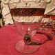 1930s footed glass service with gilding, including champagne flutes.