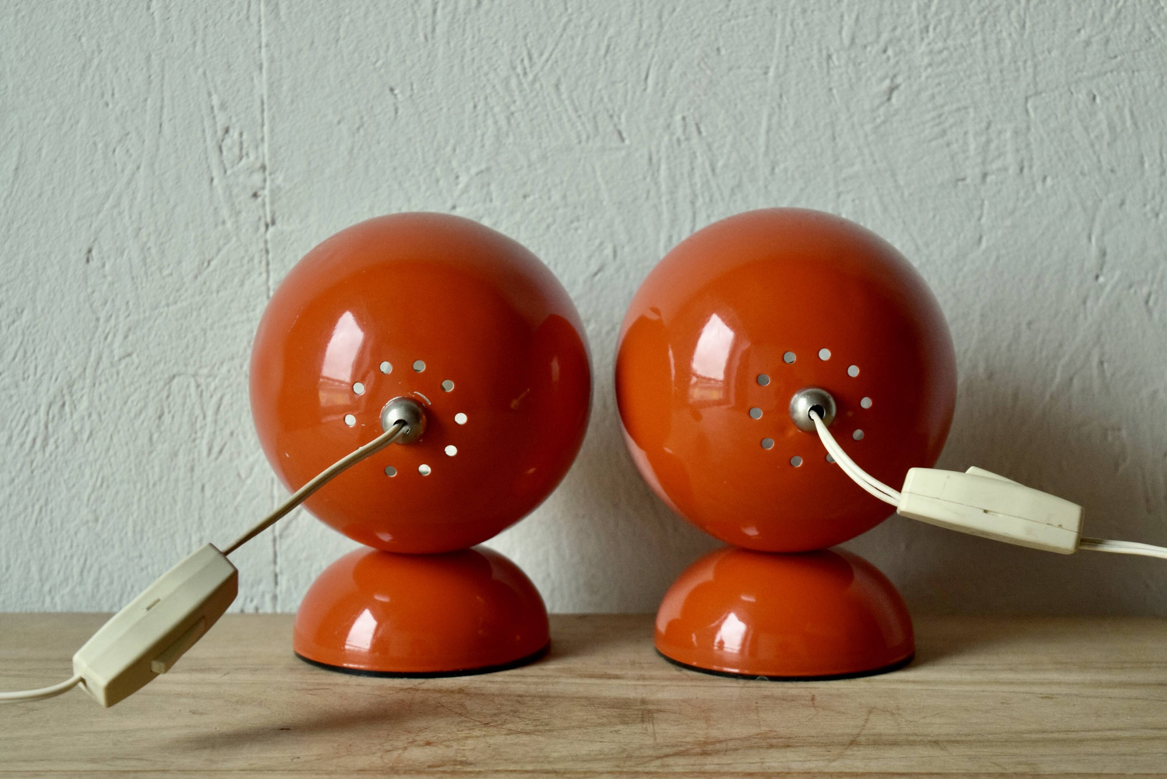 Pair of vintage falca lamps - ball lamps - space age design - made in italy