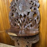 Carved wood shelf vintage birds & flowers decor