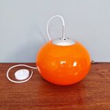 Large Space Age pendant light in orange opaline, 1960s-70s