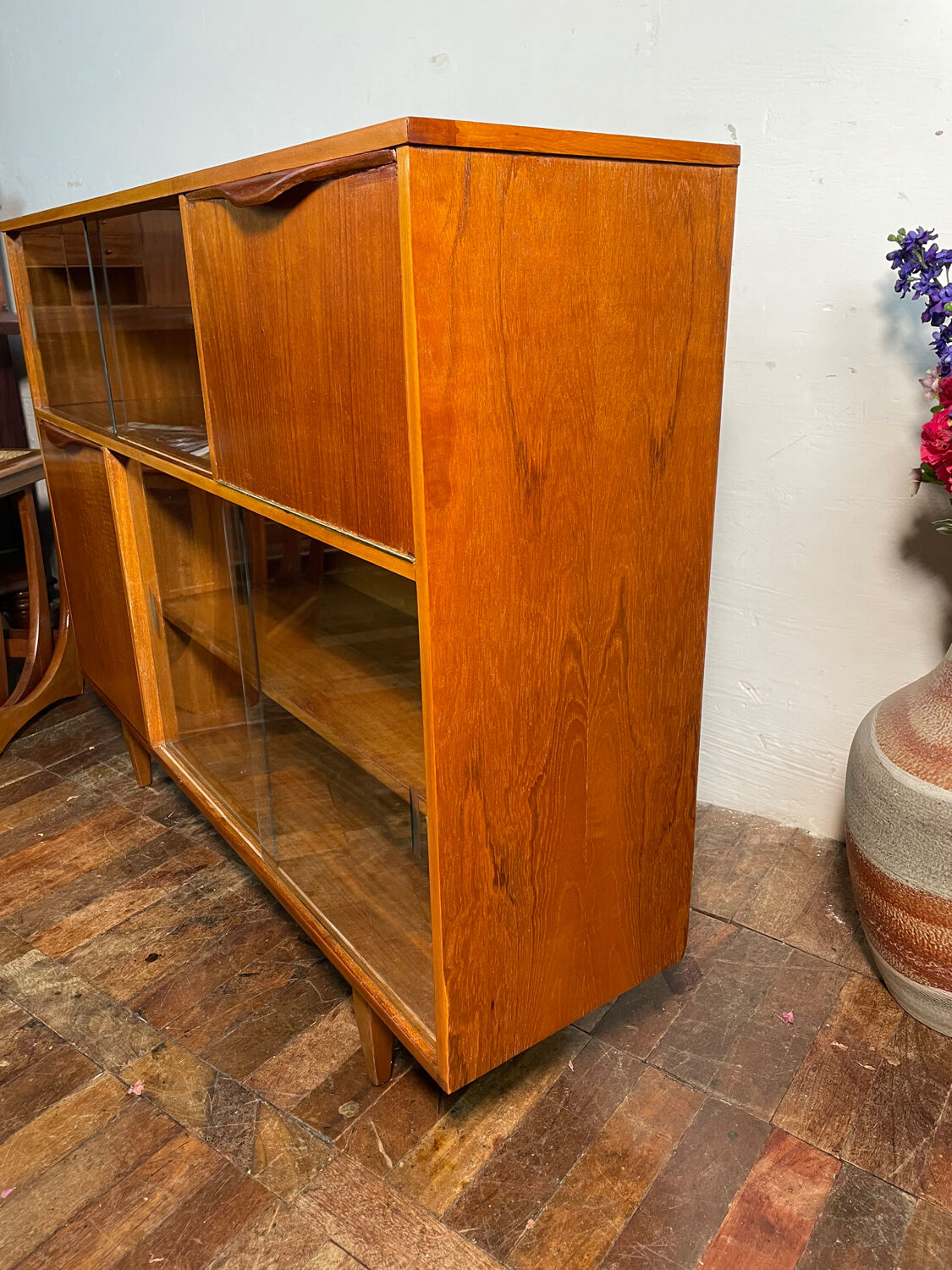 Mid century retro vintage teak cocktail bar display cabinet 1960