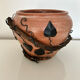 Cache-pot in wrought iron and wood