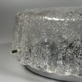 1960s 1970s Ceiling Light Flush Mount Ice Glass from Hillebrand Germany