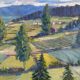 Peinture à l'huile vintage originale de paysage, art de la campagne