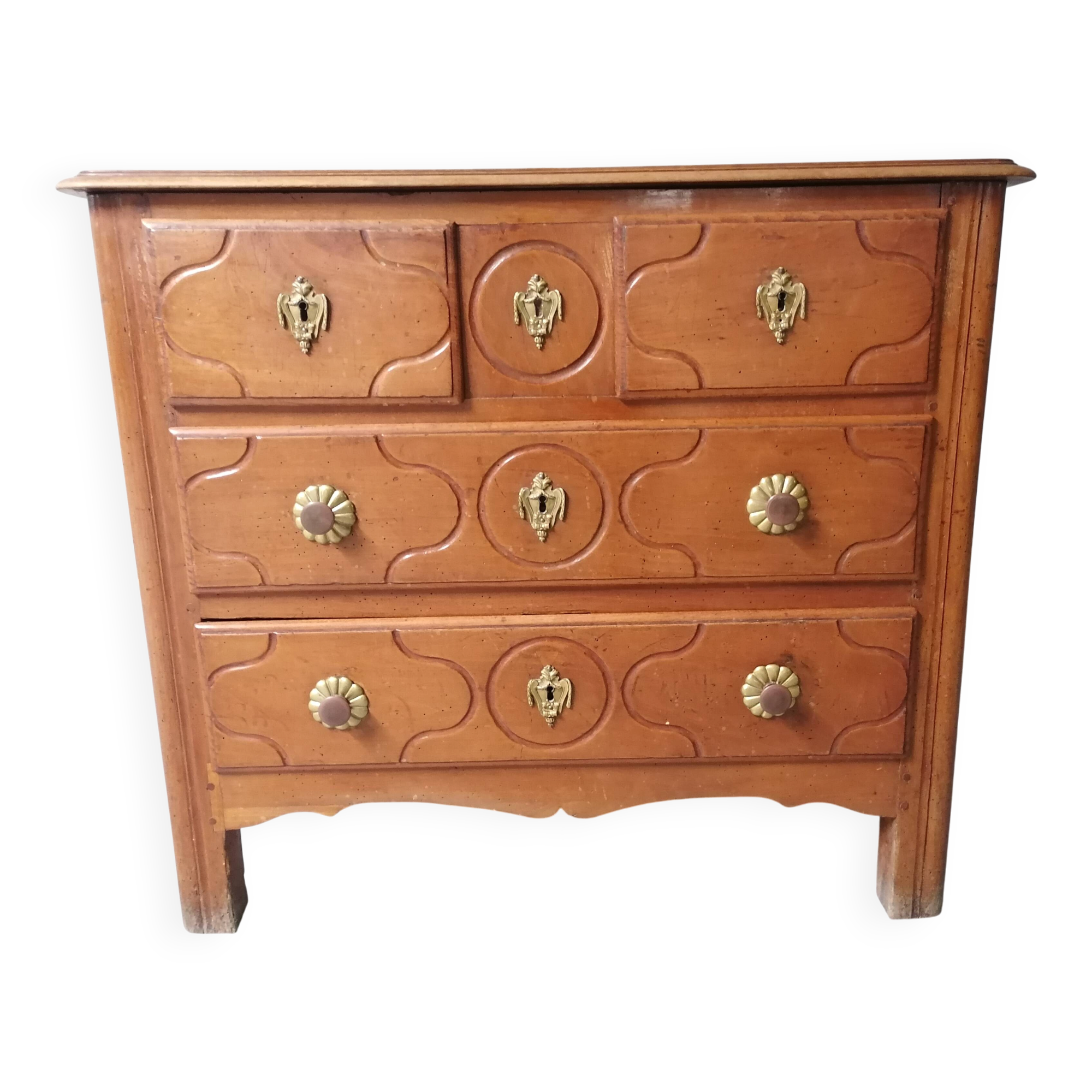 Small Parisian Louis XV chest of drawers in walnut/cherry – 18th century