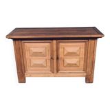 Brutalist Handcrafted Oak 2 Door Cabinet, Belgium, 1950s