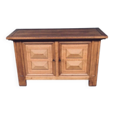 Brutalist Handcrafted Oak 2 Door Cabinet, Belgium, 1950s